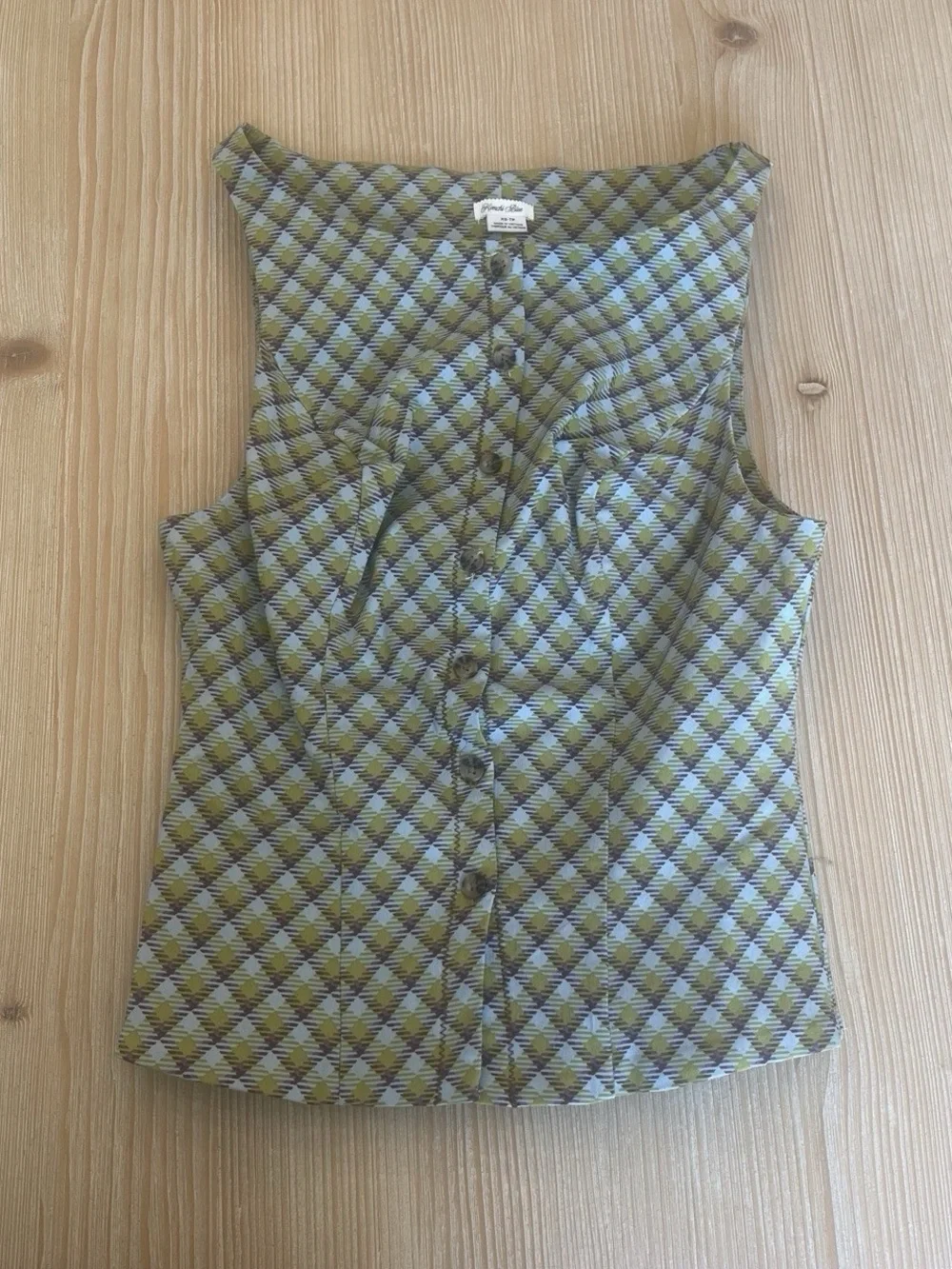 Girls Quilted Two-Piece Vest & Skirt Set in Green Plaid